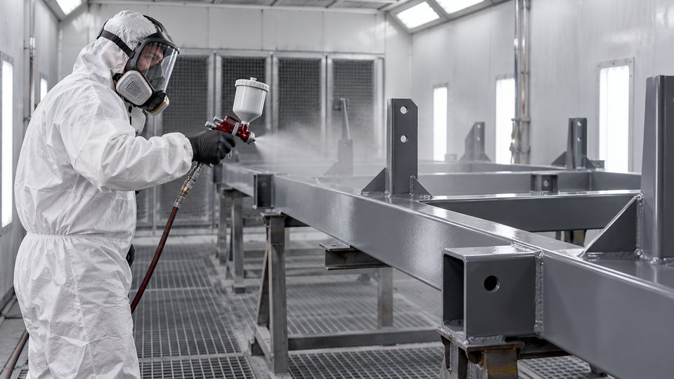 Application de peinture sur une structure métallique